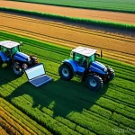 농업경영사 자격증의 커리큘럼 분석 - **Prompt:** "A vibrant, high-angle shot capturing a sprawling, modern agricultural field in a pictur...